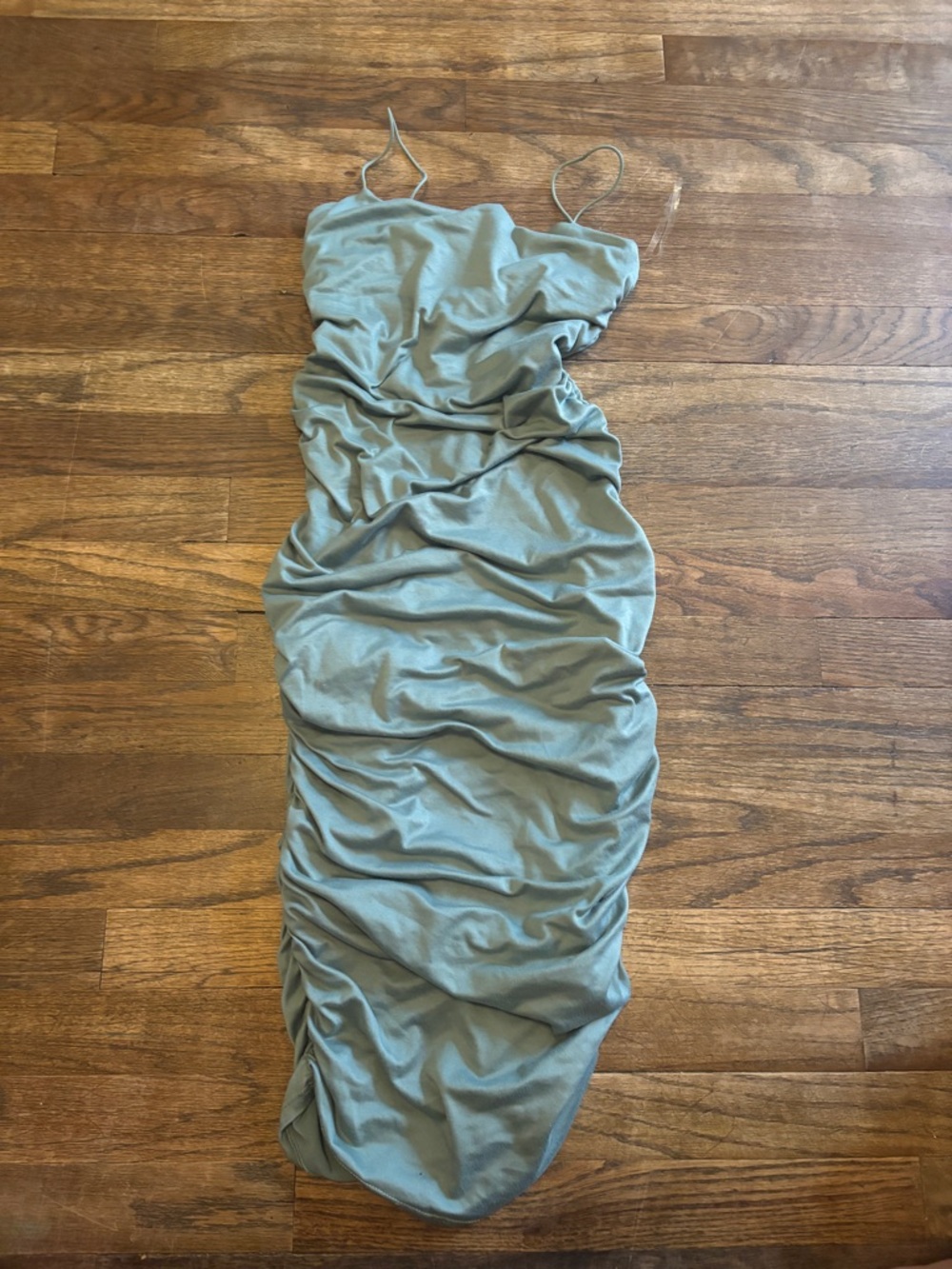 Windsor Sage Green Ruched Midi Slip Dress